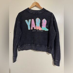 Simply Southern Black Corduroy Women's Top YALL sweater Small cropped